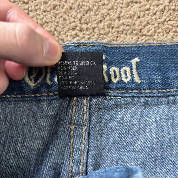 Y2K Old Skool Jean Shorts Jorts Mens 44 Blue Faded Baggy Skater Grunge - Picture 4 of 12